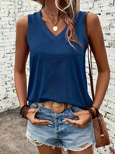 Jezzy - Breathable V-Neck And Sleeveless Top